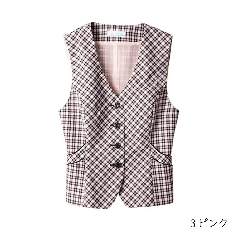 MIKATA レディース ベスト ピンキーチェック オールシーズン オフィス 無地 接客 制服 事務服  ブラック ピンク ミカタ SA230V 神馬本店 ホームクリーニング MIKATA レディース ベスト チェック オフィス 無地 接客 制服