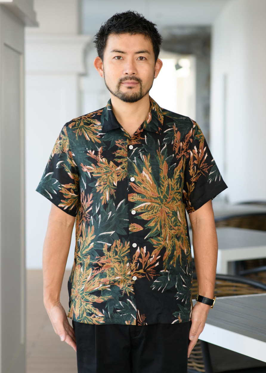 ウージ染め メンズ かりゆしウェア クールビズ 沖縄 アロハ