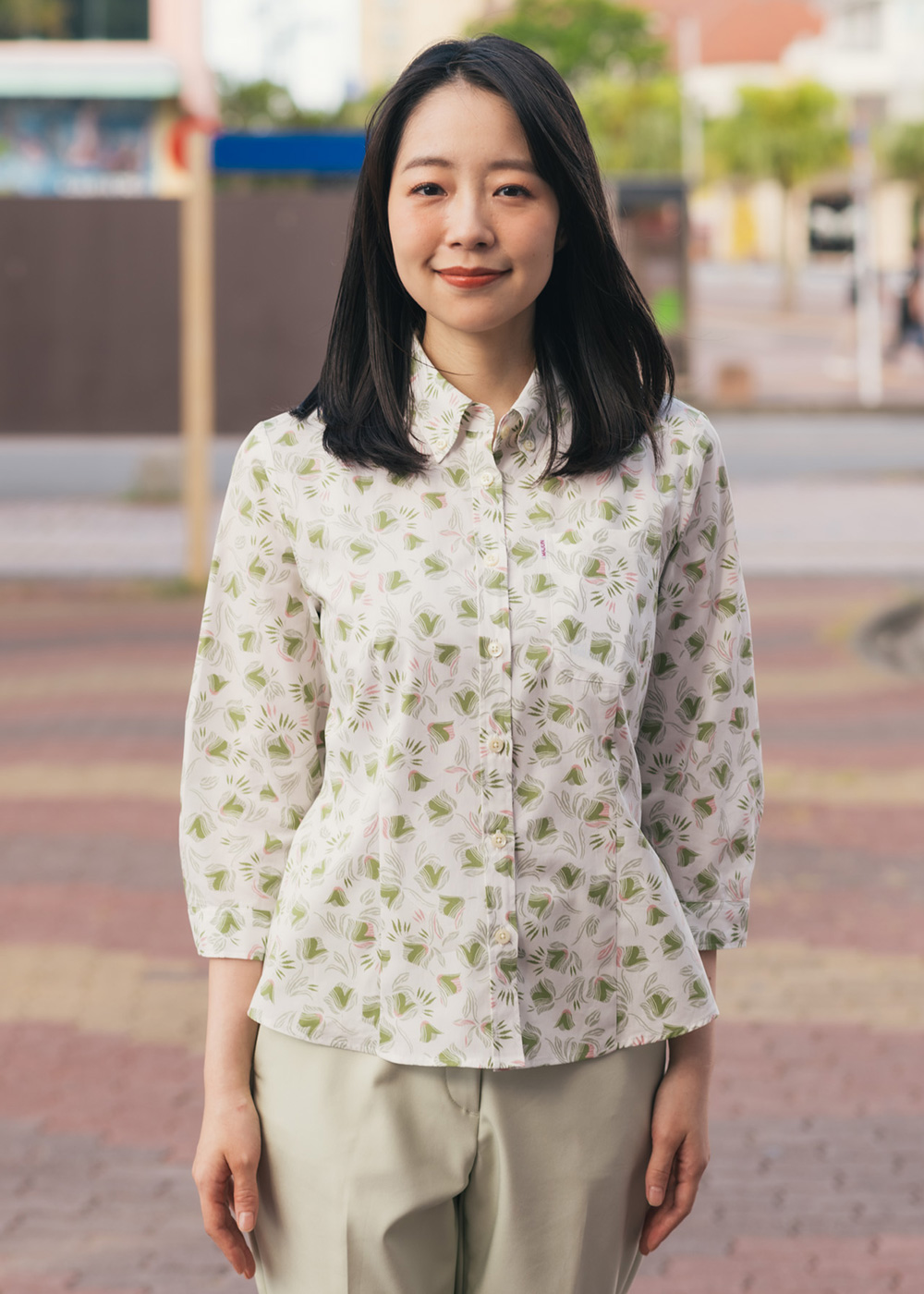 かりゆしウェア 沖縄 アロハシャツ MAJUN マジュン かりゆし 結婚式 売れ筋商品|||レディースシャツボタンダウン 送料/代引手数料無料 ブルーミングゆうな（七分袖） MAJUN かりゆしウェア 沖縄 アロハシャツ マジュン かりゆし