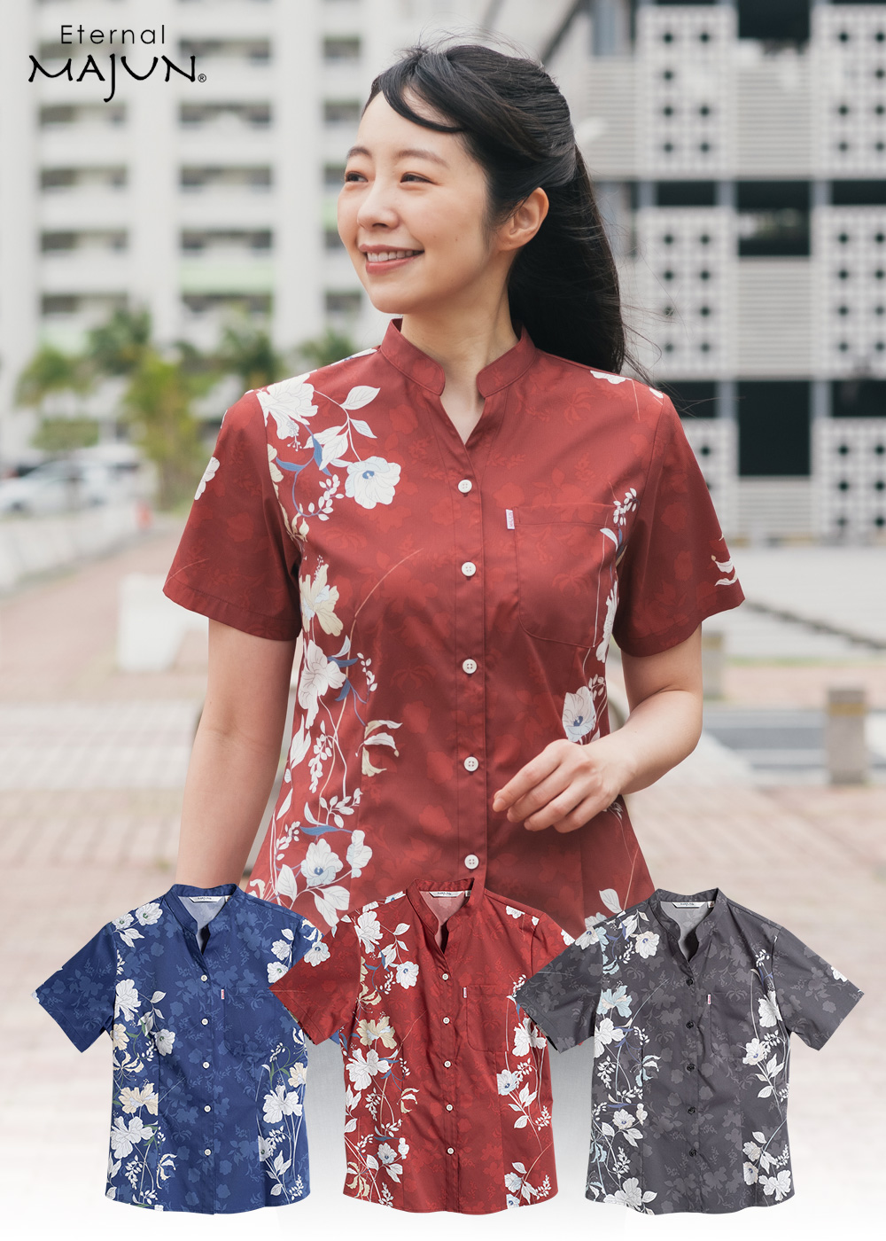かりゆしレディース　majun  新品　ママ MAJUN かりゆしウェア 沖縄 アロハシャツ マジュン かりゆし