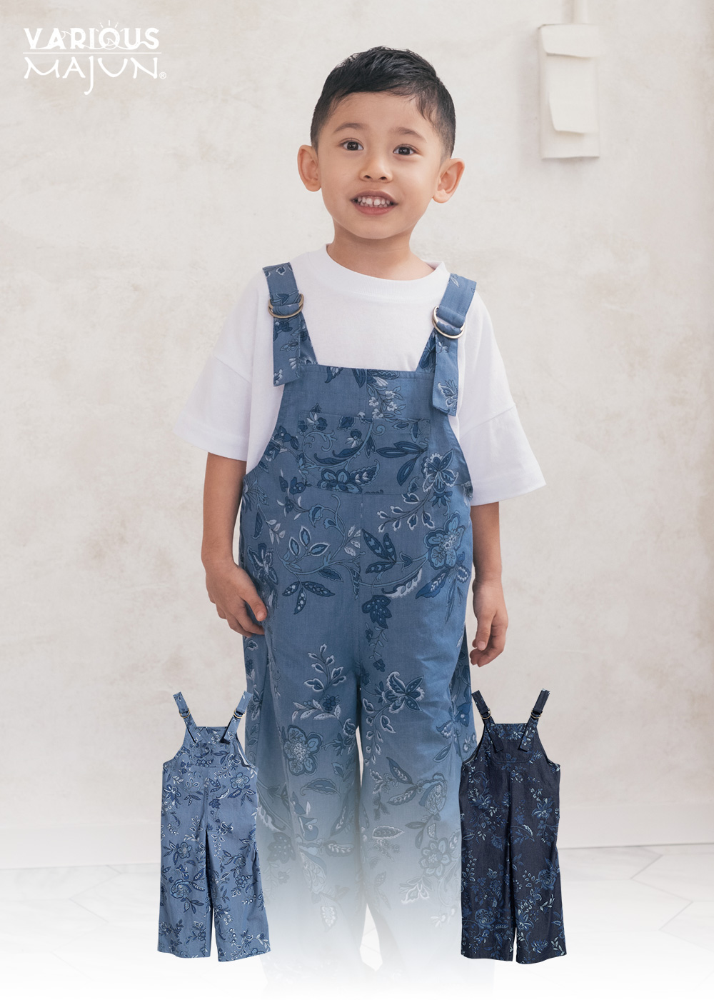 かりゆしウェア アロハシャツ かりゆし 結婚式 MAJUN マジュン 琉球更紗デニム（キッズサロペット）