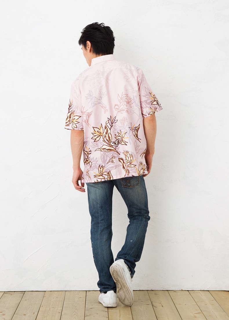 kariyushi衫(冲绳版夏威夷衬衫)majun(マジュン)男装短袖衬衫纽扣|唯