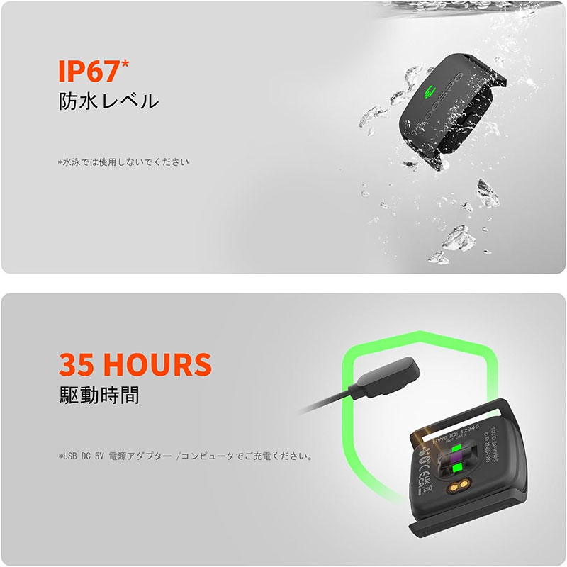 COOSPO HW9 心拍計 アームバンド 光学式 心拍センサー ANT