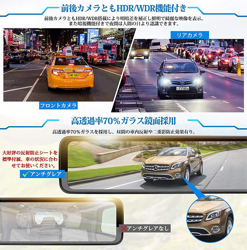 PORMIDO ミラー型 ドライブレコーダー 3カメラ PRD50 3カメラスマートミラー型ドラレコ PORMIDO「PRD50」発売！