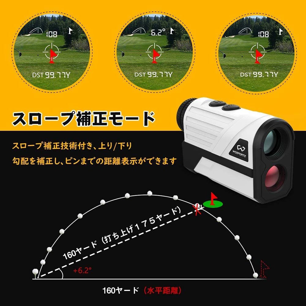 正規代理店 ゴルフ 距離計レーザー WOSPORTS 最大700ヤード 手ブレ補正