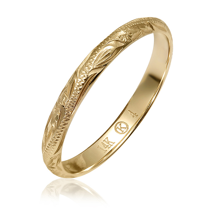 ハワイアンジュエリー jewelry ピンキーリング リング 指輪 幅2ミリ サイズ2号〜 ゴールド...