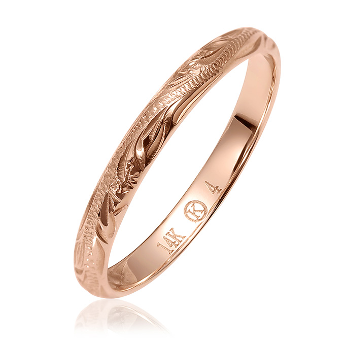 ハワイアンジュエリー jewelry ピンキーリング リング 指輪 幅2ミリ サイズ2号〜 ゴールド...