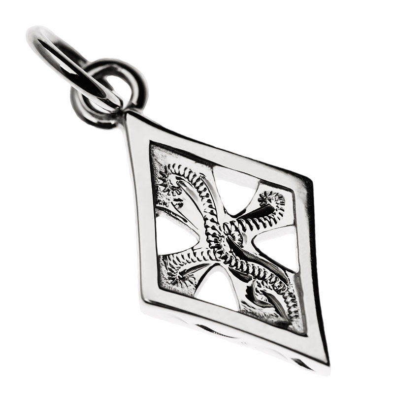 ハワイアンジュエリー LONO 14K 14金 ホワイトゴールド ネックレス Lono LONO ロノ 14K 波柄 クロスペンダント LNP48 14金
