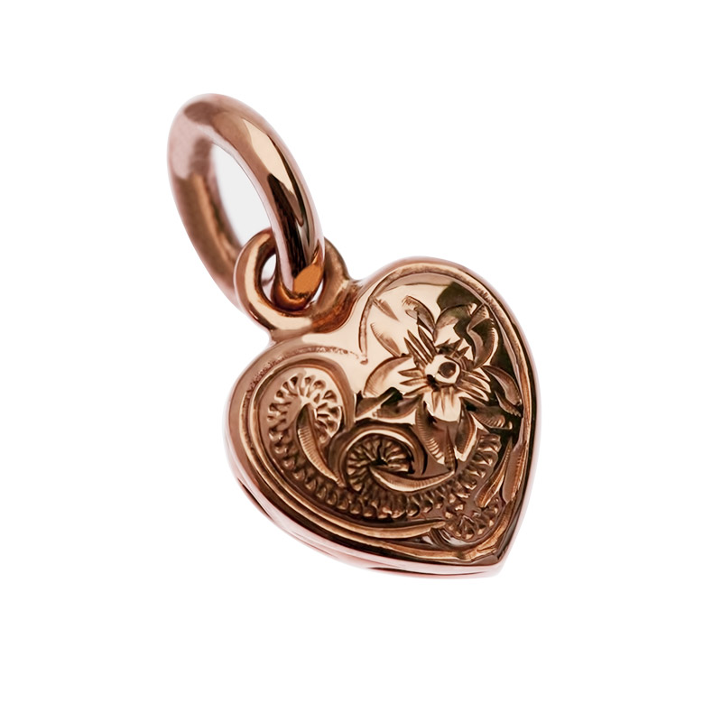 LONO ハート ペンダント ネックレス プルメリア スクロール 波 PH008B ロノハワイアンジュエリー14K ゴールド 男女兼用の画像