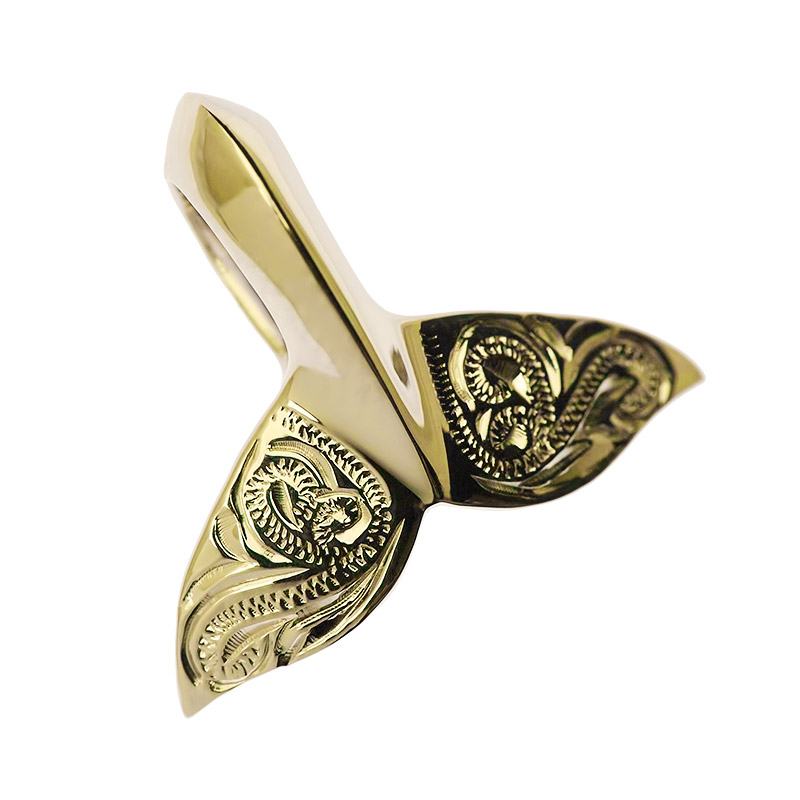 ハワイアンジュエリー  LONO ロノ ペンダント トップ ヘッド 14K 14金 ゴールド ホエール テール くじら クジラ 鯨 尻尾 テイル 波 スクロールの画像