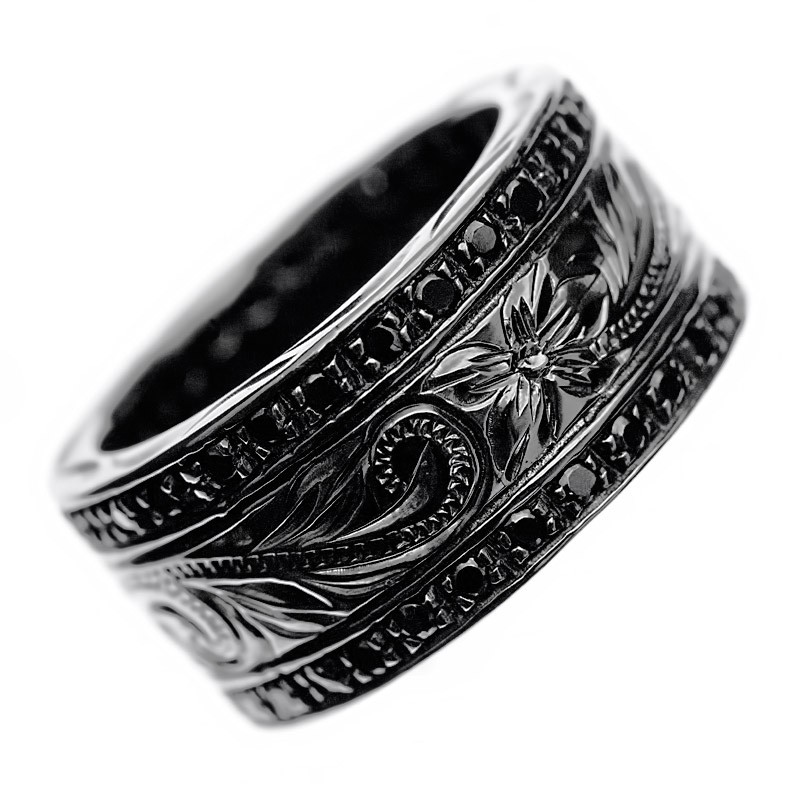 ハワイアンジュエリー LONO ジルコニア リング 指輪 RF011+BK+BLK ロノ