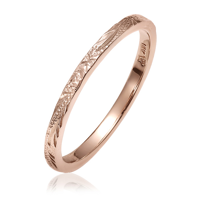 ハワイアンジュエリー jewelry ピンキー リング 指輪 幅2ミリ サイズ2号-14号 ゴールド...