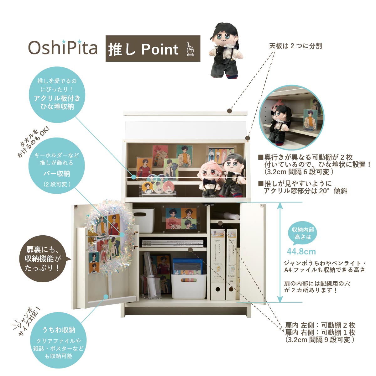推し活ラック 幅59cm 奥行39cm 高さ80cm 推し活 収納 グッズ収納 漫画収納 ゲーミングラック コレクションケース 棚 うちわ ペンライト タオル アクスタ 薄型 |  | 01