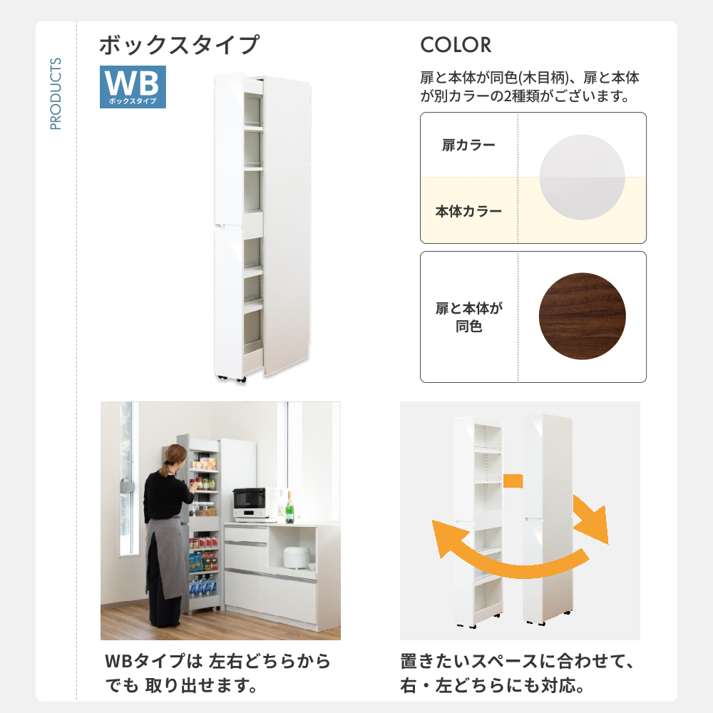 キッチンワゴン キャスター付き スリムすきまくん SSD WB ボックスタイプ 奥行き42cm 幅15-30cm 高さ180.2cm収納ワゴン  薄型 完成品 日本製 国産 |  | 03