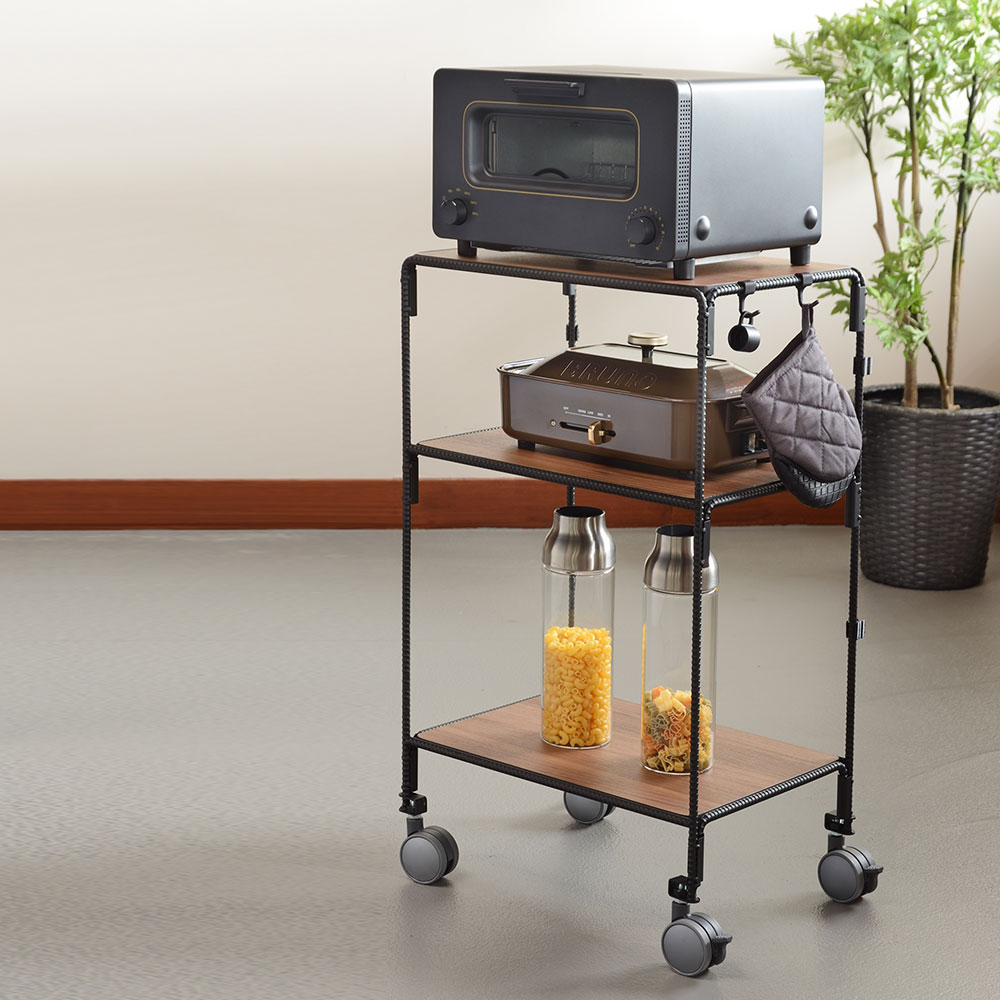 キャスター付きワゴン 幅43.5×奥行32×高さ73.5cm 日本製 収納 インテリア お片付け キッチン トースター BWS8202 オークス AUX | オークス