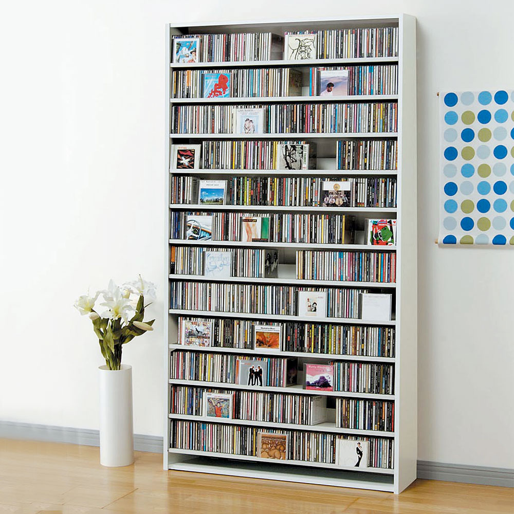 DVDラック 幅109×奥行26.5×高さ197.5cm 本棚 棚 スリム シェルフ 日本製 DVD最大560枚収納 CD最大1284枚収納 | 