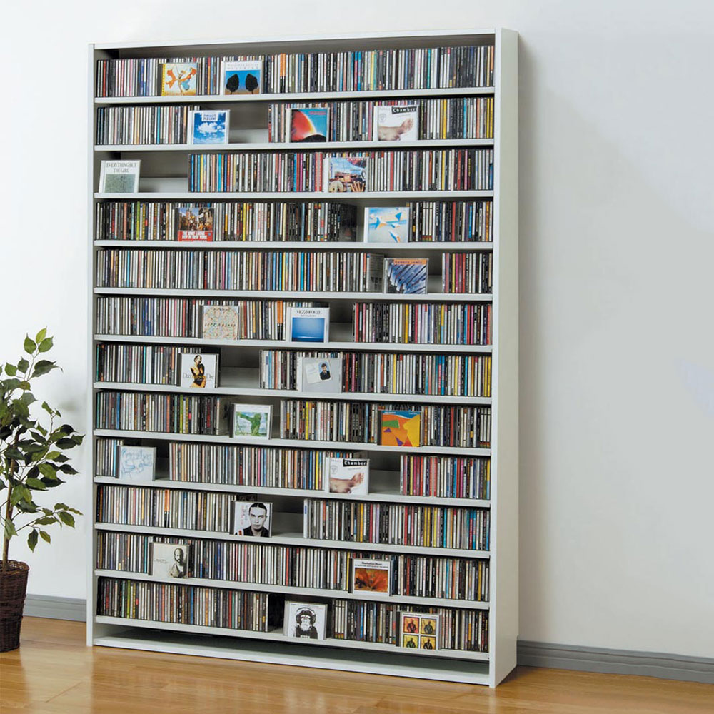 DVDラック 幅139×奥行26.5×高さ197.5cm本棚 棚 スリム シェルフ 日本製 DVD最大720枚収納 CD最大1668枚収納 | 