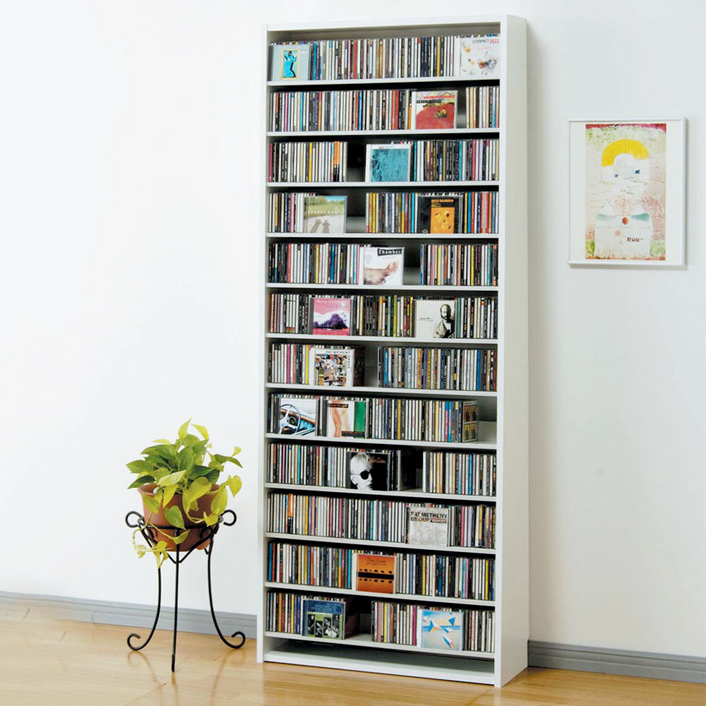 DVDラック 幅80×奥行26.5×高さ197.5cm 収納 自室 お片付け 本棚 棚 スリム シェルフ 日本製 DVD最大400枚収納 CD最大924枚収納 | 