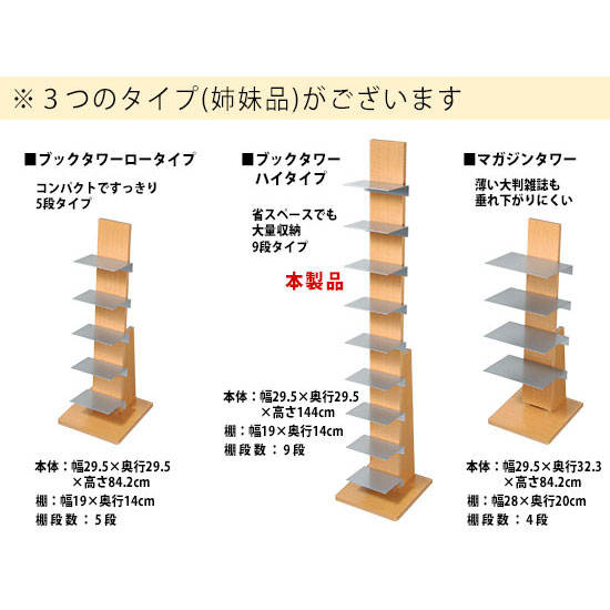 ブックラック 幅29.5×奥行29.5×高さ144cm 収納 インテリア 自室 お片付け 本棚 棚 スリム  タワーシェルフ 日本製 漫画 ラック |  | 04