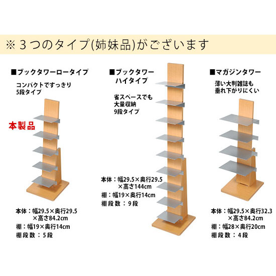 ブックラック 幅29.5×奥行29.5×高さ84.2cm 収納 インテリア 自室 お片付け 本棚 棚 スリム  タワーシェルフ 日本製 漫画 ラック |  | 04