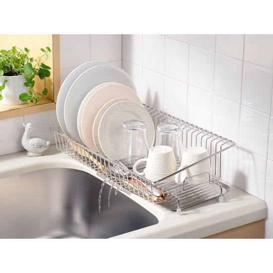 幅18cmに置ける水切りカゴ 幅47.5×奥行22×高さ12.5cm LS1542 キッチン用品 調理器具 キッチン小物 オークス AUX レイエ leye キッチン 燕三条 日本製 | レイエ | 01