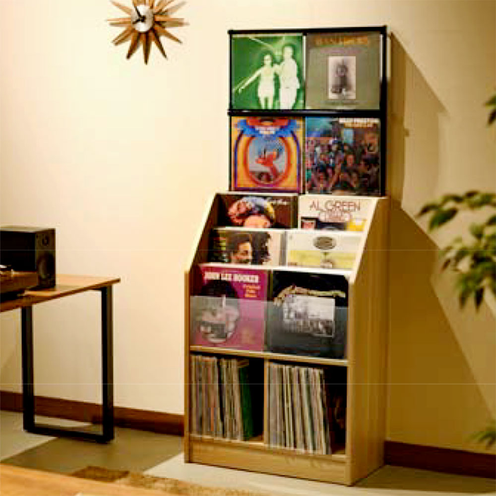 大人のレコードラック レコード 棚 収納 LPレコード レコードディスプレイラック 約280枚 幅71×奥行34.5×高さ171.5cm 木目ナチュラル 木目ダーク | 