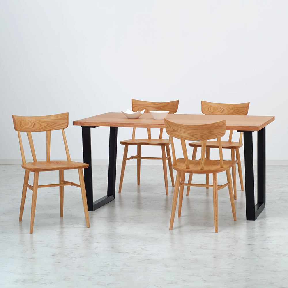 ダイニング5点セット 幅140cm ダイニングテーブル ダイニングチェア ×4脚 セット 天板 レッドオーク突板 | 