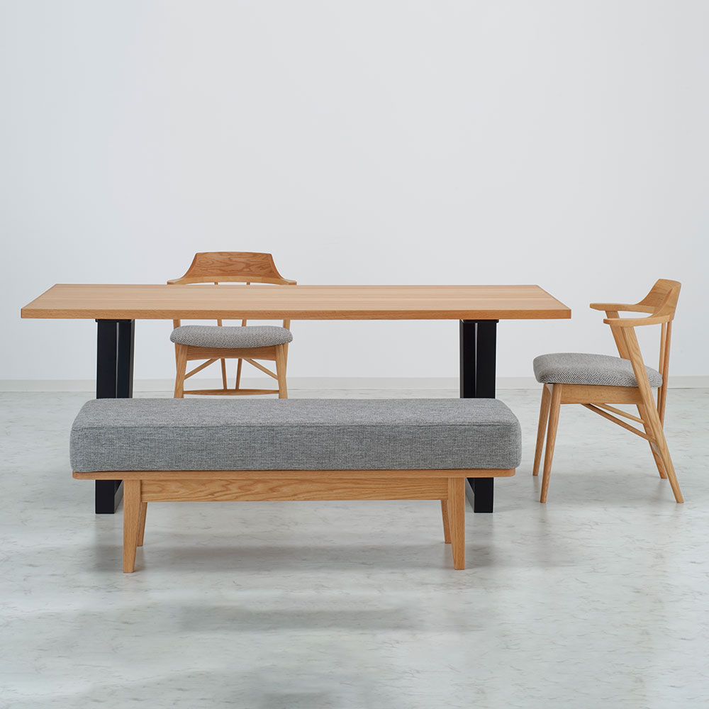 ダイニング4点セット 幅160cm ダイニングテーブル ダイニングチェア ×2脚 ベンチ セット 天板 ウォールナット突板 | 