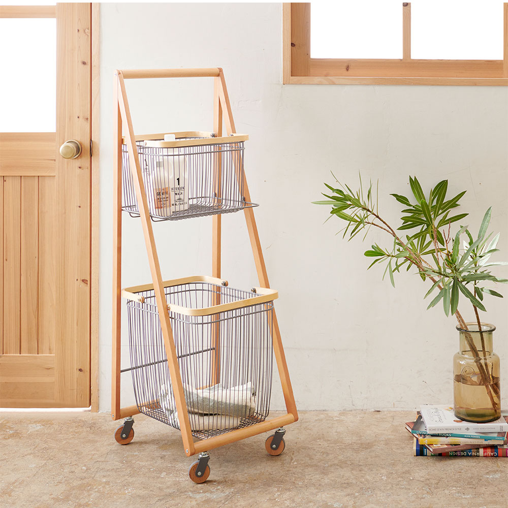 マッシュ Mash リヴ キャリーバスケットワゴンL 幅38.5×奥行45.5×高さ118.5