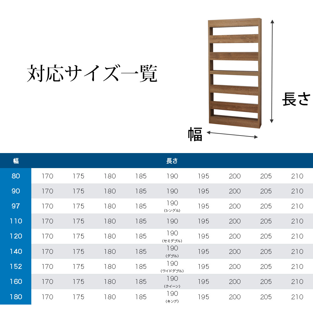 ベッド フレーム セミオーダー 完成品 日本製 幅110x長さ170,175,180,185,190,195,200,205,210x高さ15cm 当店オリジナル｜make-space｜11