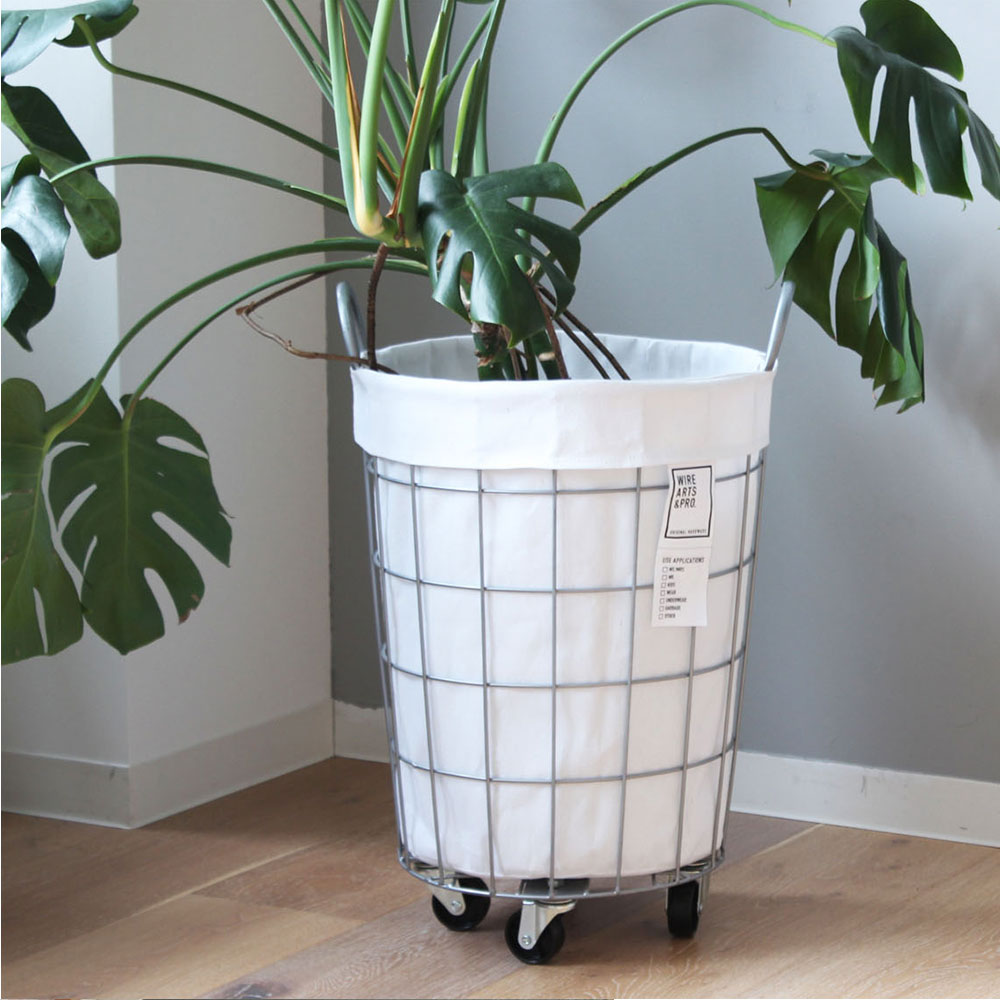 【在庫処分セール】ランドリーバスケット キャスターWIRE ARTS & PRO ランドリー ラウンド バスケット33L キャスター付 メルクロス BRID |  | 01