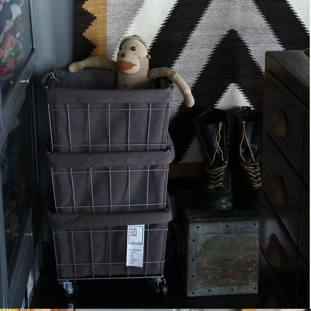 【在庫処分セール】スタッキング バスケット 3 キャスター付 洗えるカバー 幅36×奥行27×高さ65cm 収納ボックス 収納箱 WIRE ARTS&PRO メルクロス BRID |  | 01