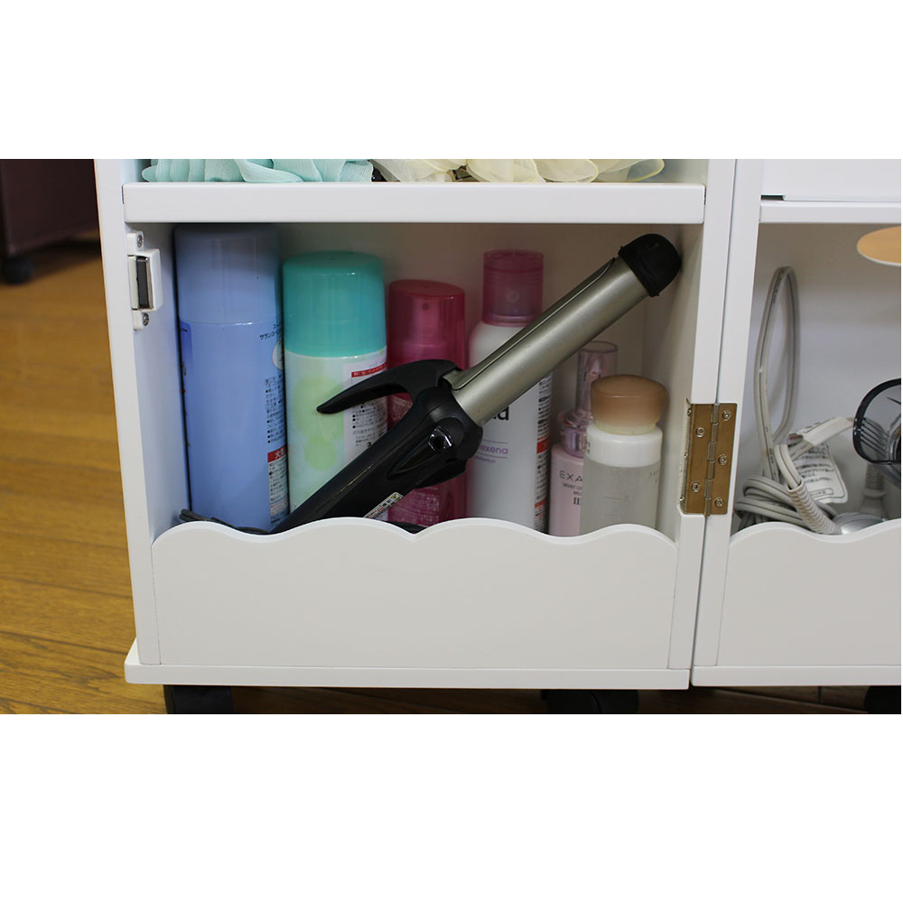 コスメ＆アクセ収納 コスメワゴン キャスター付 アクセサリー 収納 ミラー付 ドレッサー 完成品 一面鏡ドレッサー コスメ 収納 ワゴン  サイドテーブル |  | 11