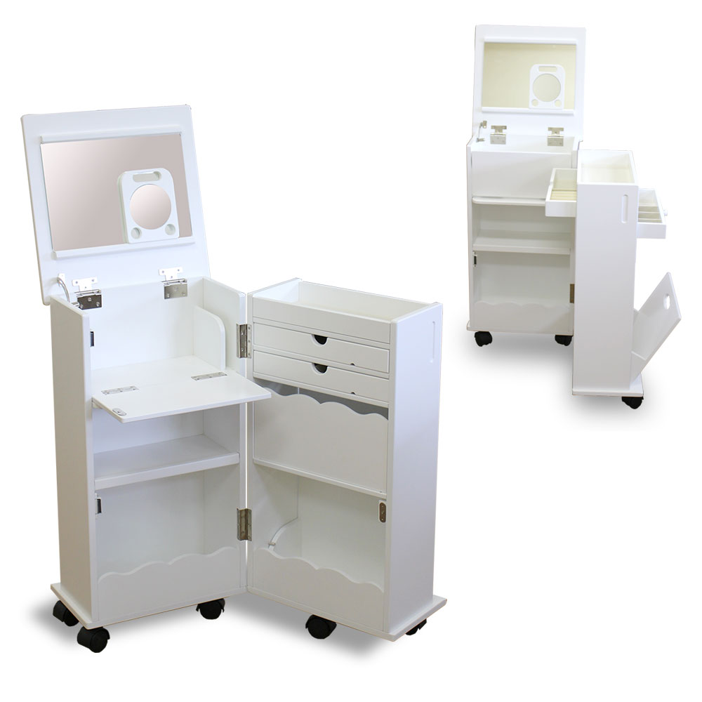 コスメ＆アクセ収納 コスメワゴン キャスター付 アクセサリー 収納 ミラー付 ドレッサー 完成品 一面鏡ドレッサー コスメ 収納 ワゴン  サイドテーブル |  | 04