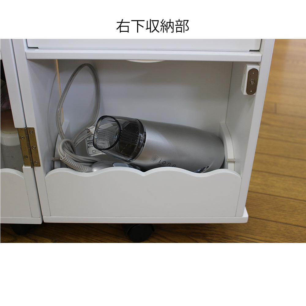 コスメ＆アクセ収納 コスメワゴン キャスター付 アクセサリー 収納 ミラー付 ドレッサー 完成品 一面鏡ドレッサー コスメ 収納 ワゴン  サイドテーブル |  | 09