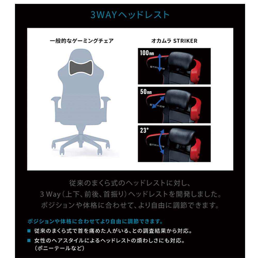 ゲーミングチェア オカムラ ストライカー オフィスチェア EX 80GCMZ ウレタンキャスター STRIKER 赤 青 黒 テレワーク PH87 PH88 PH86 | オカムラ | 12