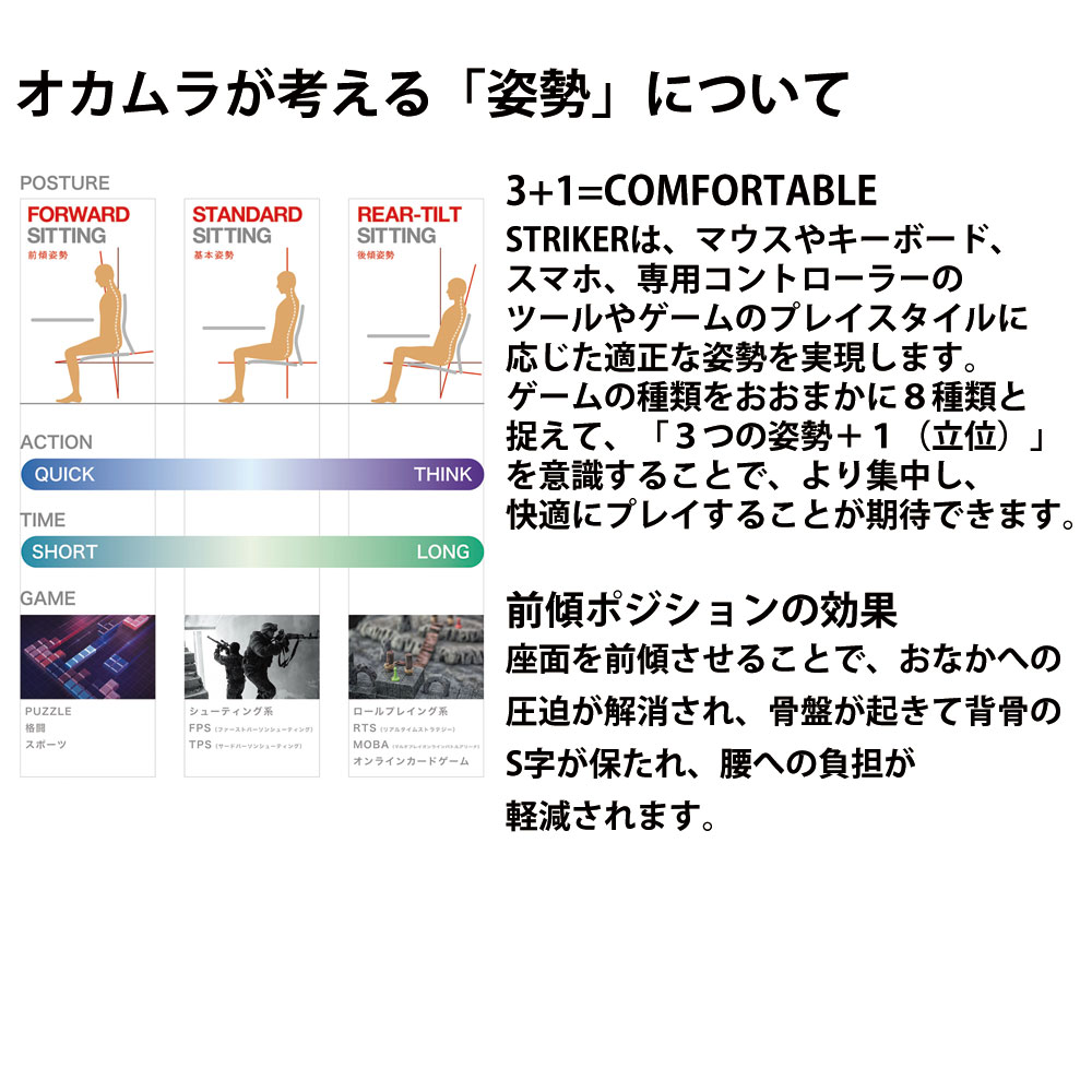 ゲーミングチェア オカムラ ストライカー オフィスチェア EX 80GCMZ ウレタンキャスター STRIKER 赤 青 黒 テレワーク PH87 PH88 PH86 | オカムラ | 06