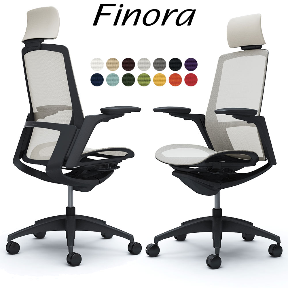 オカムラ フィノラ オフィスチェア C78AMR エクストラハイバック ボディ:ブラック 脚:ブラック 座:メッシュ パネル:ブラック 可動肘 Finora okamura | 