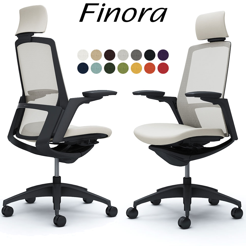 オカムラ フィノラ オフィスチェア C78CMR エクストラハイバック ボディ:ブラック 脚:ブラック 座:クッション パネル:ブラック 可動肘 Finora okamura | 