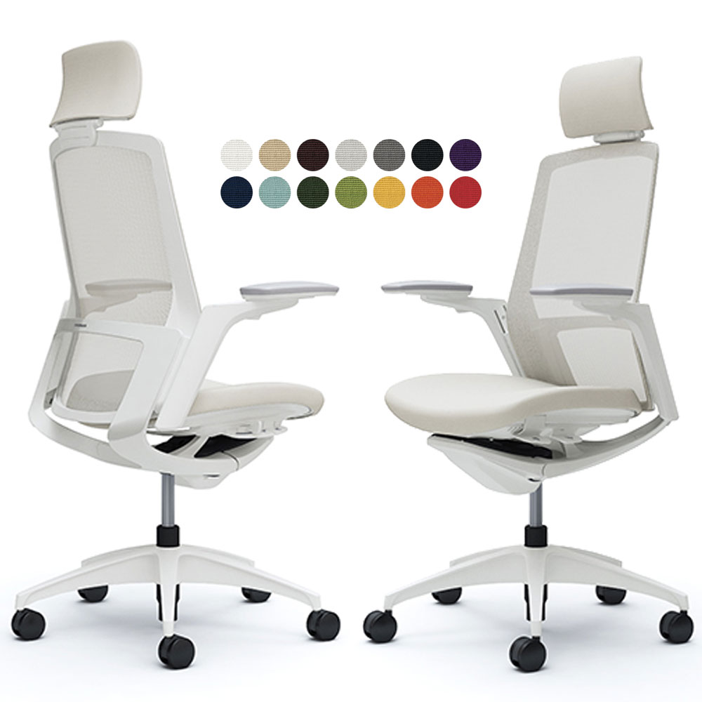 オカムラ フィノラ オフィスチェア C78CWW エクストラハイバック ボディ:ホワイト 脚:ホワイト 座:クッション パネル:ホワイト 可動肘 Finora okamura | 