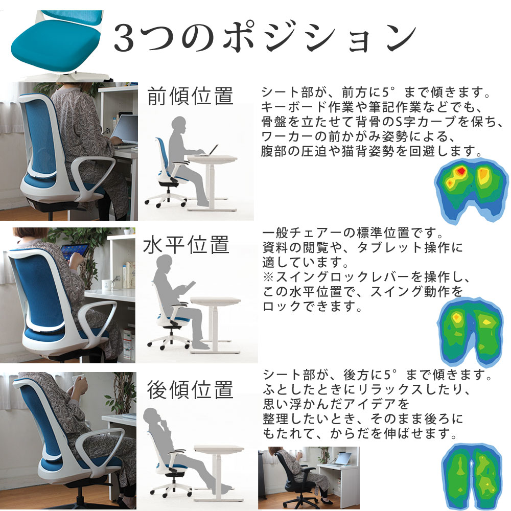 【即納】オフィスチェア ヘッドレストライド 可動肘 ウレタンキャスター 幅64×奥行53〜62.5×高さ91〜105cm 座面高41〜50cm RIDE フレキシブルアーム | ライオン事務器 | 11