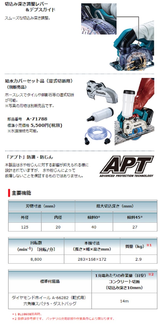 正規店】 マキタ makita 125mm 充電式防じんカッタ CC500DZ 本体のみ