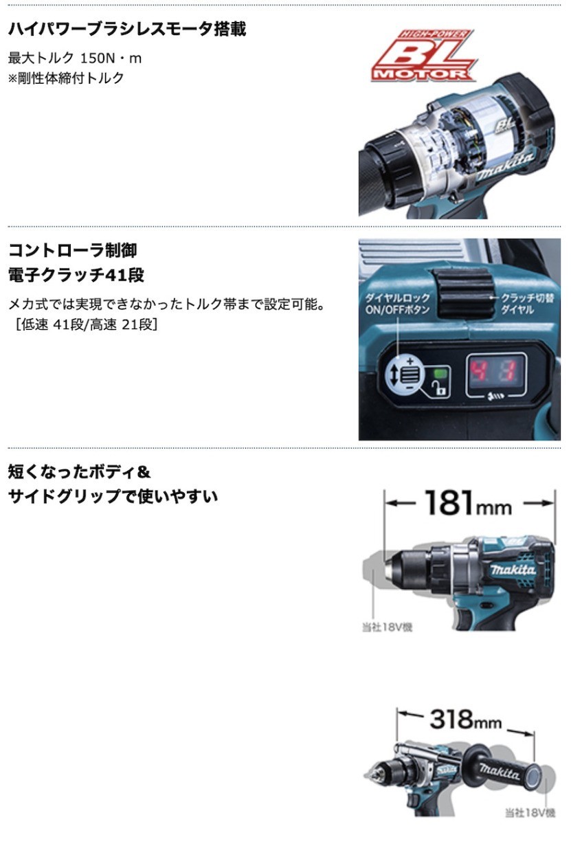 マキタ 【正規店】 makita 40V 充電式ドライバドリル DF001GZ