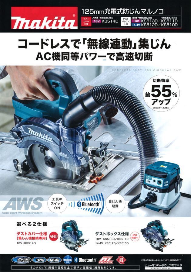 テレビで話題 マキタ makita KS512DRG 125mm充電式防塵マルノコ 14.4V