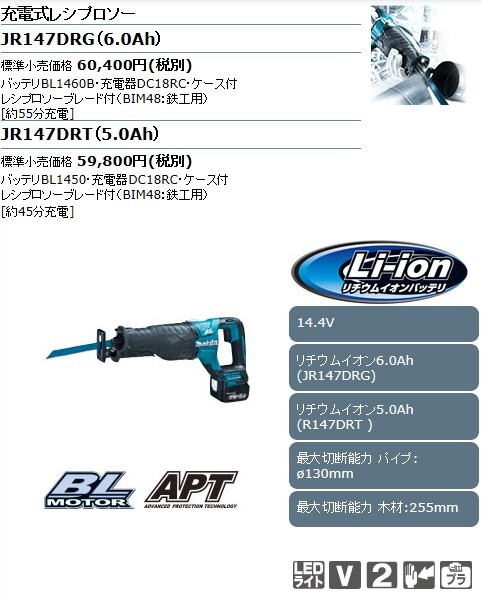 至上 マキタ レシプロソー充電式14.4V JR144DRF 3Ahバッテリ 充電器 ケース付 fucoa.cl