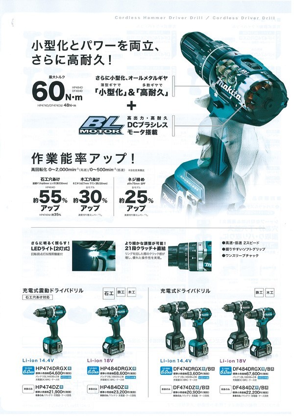 マキタ（makita） 【正規店】 充電式震動ドライバドリル HP484DZ