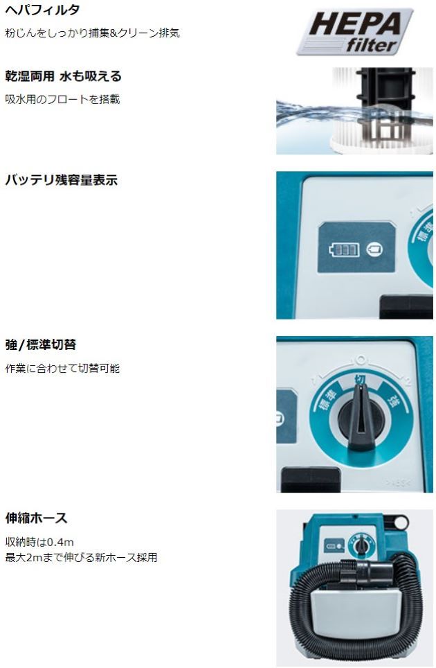 マキタ 乾湿両用充電式集じん機 VC750DRG Makita 電動工具 | www.o