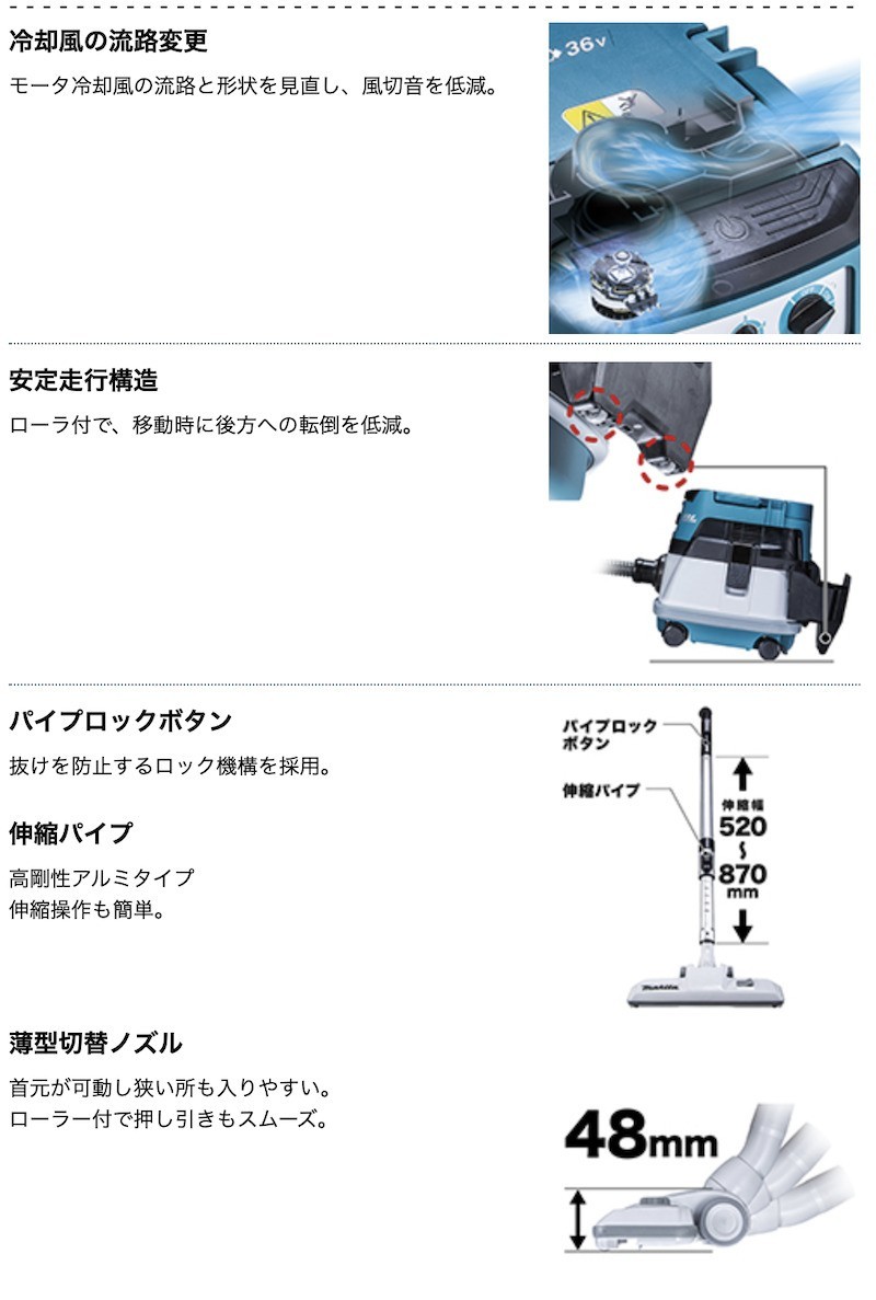 マキタ（makita） 【正規店】 充電式集じん機 VC155DZ (本体のみ) 18V