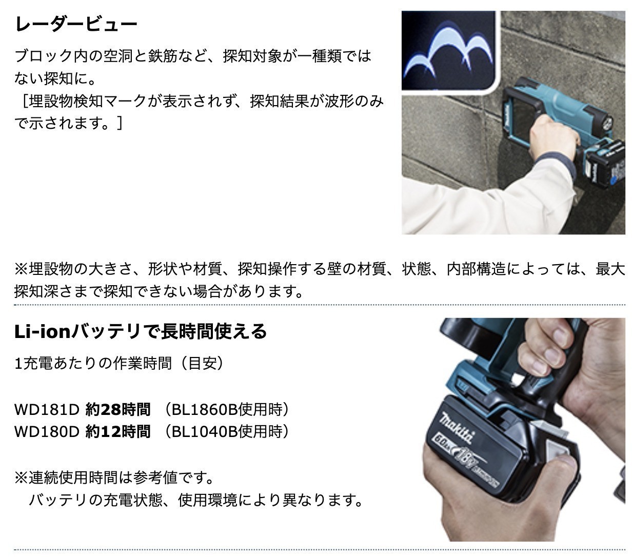 マキタ（makita） 【正規店】 充電式ウォールディテクタ WD181DZK 壁