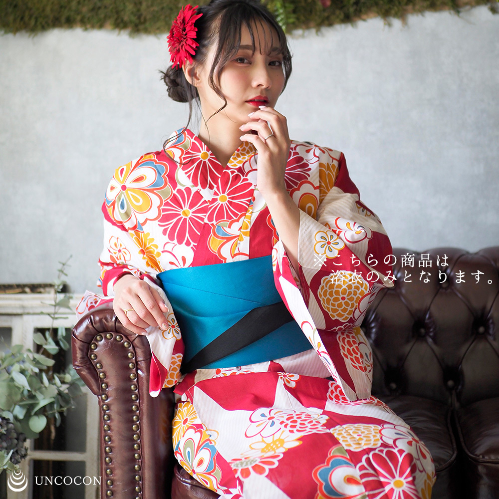 夜桜アシメ柄レトロフェミニン浴衣9点セット – Belchic
